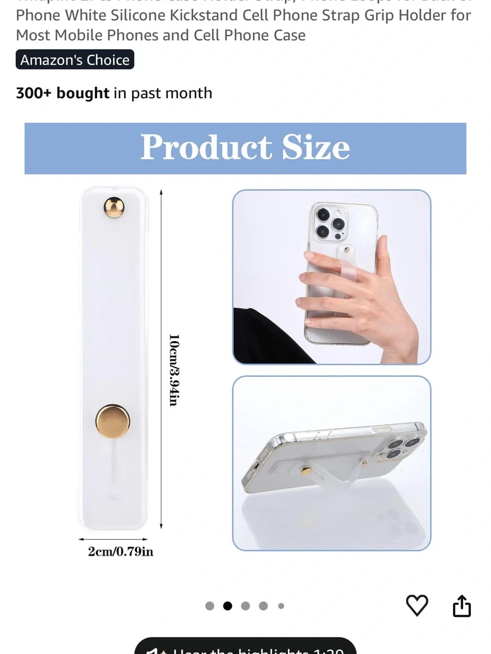 White Silicone Phone Kickstand Strap Grip Holder for Most Mobile Phones